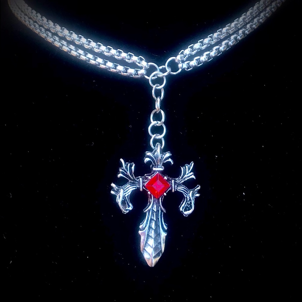 Double Dragon Gothic Cross stranded Venetian Chain